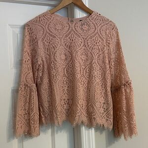Worthington Elegant Lace Blouse in Blush